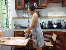 Ravioli Time! Naked Cooking.  Regina Noir,  A Nudist Cook At Nudist Hotel Resort.  Nude Maid.  Naked Housewife.  Teaser