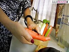 Inside The Kitchen There Is The Cucumber Inside The Snatch