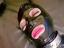 Slave In Black Latex Stretched Holes,  Enema And Orgasm