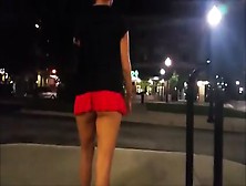 Exposing Her Ass In A Short Mini-Skirt