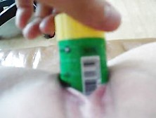 Bored Asian Small Snatch Play With Glue Sticks