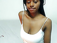Dark Skinned Young Babe Flashes Her Wonderful Cleavage On T