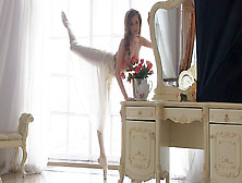 Flawless Nude Ballerina Annett A Warms Up Before A Photo Shoot And Starts To Pose For Me Topless.  Part 1 Of 6.