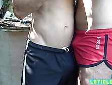 Horny Latino Studs Have A Hot Encounter By The Pool And Fuck Raw