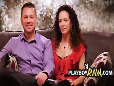 Amateur Wife With Curly Hair Gives Blowjob And Gets Fucked In Front Of Playboy Cameras