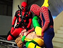 Slutty Girl Is Fucked By Two Guys Are The Cosplay Party