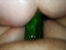 Training Her Pussy With Cock And Cucumber