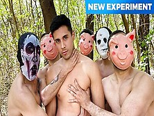 Submissive Guy Is Gangbanged By A Bunch Of Masked Men In The Woods