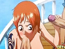 Nami Gets Her Throat Destroyed By Horny Creamy Cock
