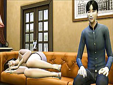 Son Mounts Sleeping Korean Gigantic Boobs Mom After Falling Sleep On The Couch Watching Tv | Korean Mom And Son Fucking - Family