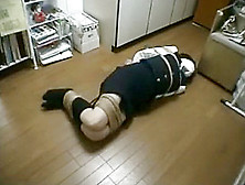 School Girl Tied Up And Gagged In Kitchen