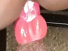 Drippppykitty: Creamy Toy Rides On Glass Table