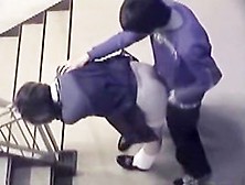 Horny Couple Making Out On Stairs On Hidden Cam