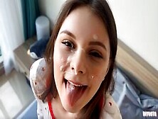 Morning Sex Ended With A Huge Cumshot On Her Cute Face.  Real Sextape
