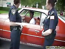 Doggy Style Outdoor Threesome Cops