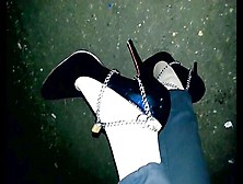 Amateur Lady Is Forced To Walk Long Distance In Her Sexy Black High Heel Shoes