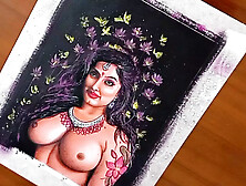 Erotic Art Or Drawing Of Sexy Desi Indian Milf Woman Called "enchantress"