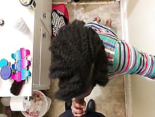 Ebony Stepsister Tops Me Off Before Work And Swallows