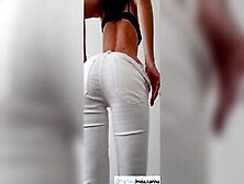 Trying On My New Seethrough White Jeans! Can I Make U Cum?