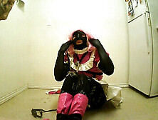 Self-Bondage Sissy Gets Tied Up In A Box-Tie