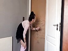 Gloryhole Bimbo Blows And Jerks My Penis To Got Through Doorway