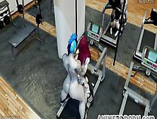 Two Shemales Bang Brunette In A Gym Threesome