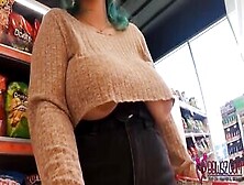 Going Shopping With Her Breasts Out