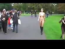 Hot Girl Walking Nude Through A Public Market