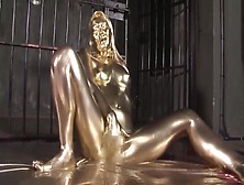 Copper-Golden Paint Slave Maika Masturbation