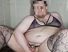Fat Sissy In Chastity Bbc Dildo Anal