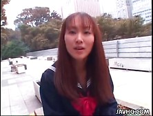 Adorable Japanese Schoolgirl In Public
