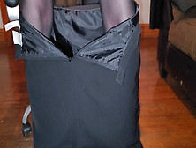Long Black Lined Office Skirt
