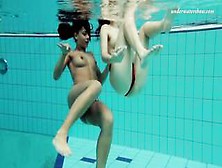 Nina Markova And Zlata Oduvanchik Swimming Naked In The Pool
