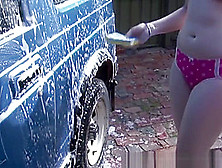 Hairy Lesbian Cuties Washing Car
