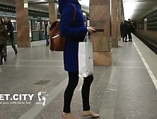 The Girl First Time Barefoot In The Subway 7 By Feet. City. Mp4