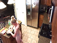 Milf Blonde Cooking Naked