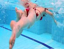 Slightly Hairy Serbian Teen Katy Swimming