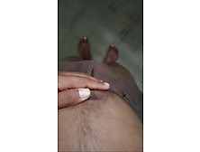 Black Hard Tight Penis Pulling Back Foreskin Closeup And Masturbath