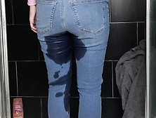 Wetting Her Jeans In The Shower