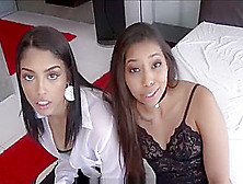 Two Spoiled Teen Latina Stepdaughters Fuck Dad For Cell Phone