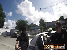 Ebony Thug Arrested And Sucked By Two Horny Uniformed Milfs