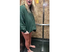 Bitch Pissing In The Elevator So Much It Covers Her Feet