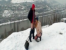 Blonde Wife Warms Strangers Cock In The Snow