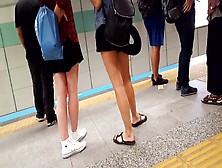 College Girl Sexy Legs Hot Feets Pedicured Toes Shorts