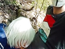 Femboy Sucks A Hard Cock In The Woods And Gets A Facial