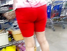 Plump Bubble Cheeks Mature Latina In Red Shorts Spandex (1)