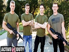 Four Gay Soldiers Are Having Some Steamy Sex Before Bedtime