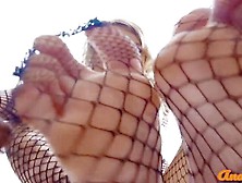 Teen In Fishnet Body Close-Up.  Mouth And Ass Fucked By Bf