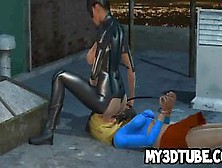 3D Cartoon Lesbian Catwoman Gets Licked Outdoors