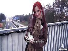 Cute Redhead Gives Head For Money